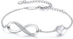 CDE Infinity Heart Symbol Charm Link Bracelet for Women 925 Sterling Silver Stainless Steel Adjustable Anniversary Jewelry Birthday Gifts for Women Wife Girlfriend Her